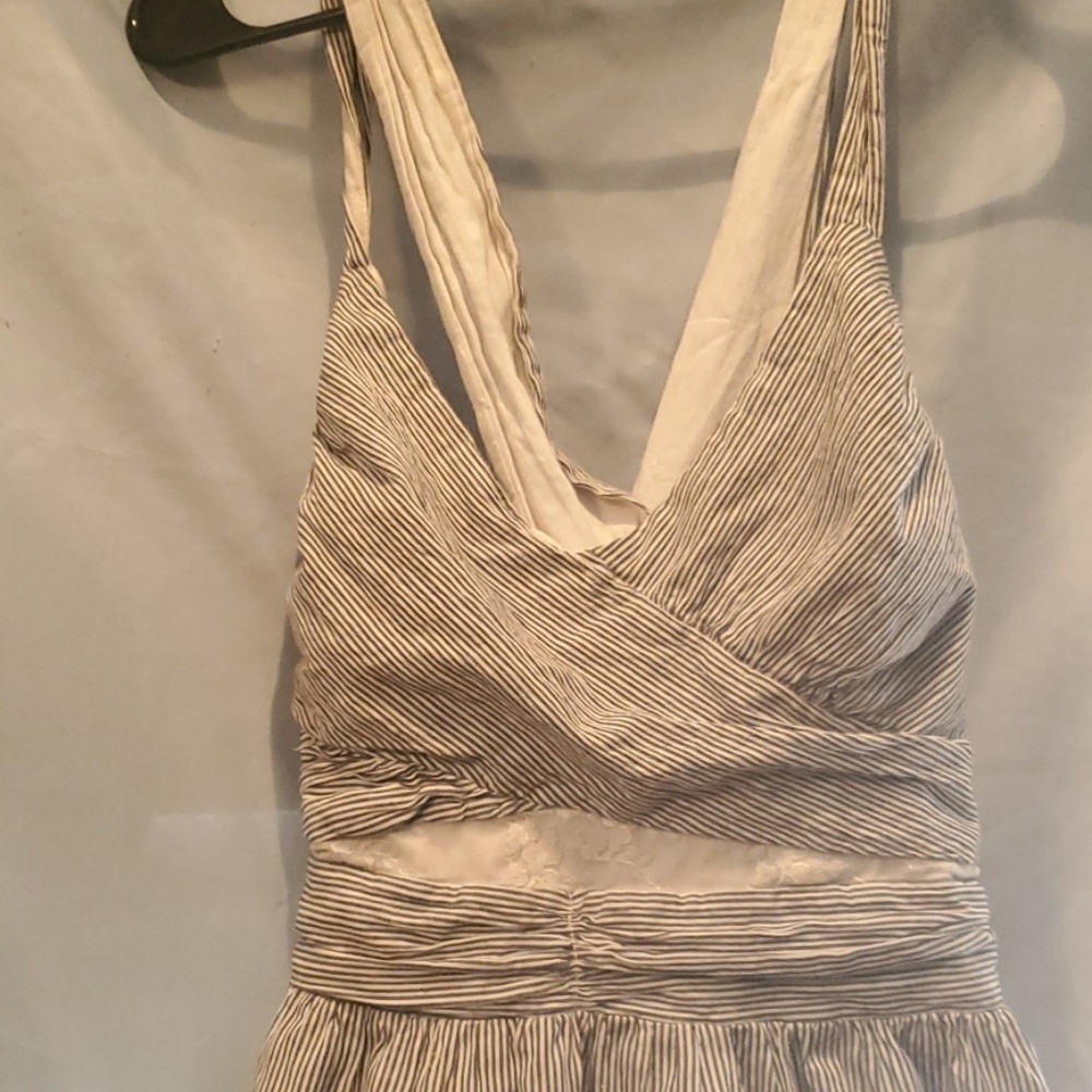 Crossstap stripe lace dress